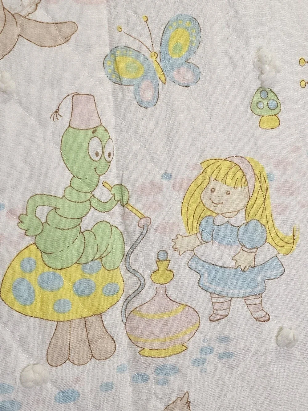 Vintage Alice In Wonderland Whimsical Pastel Patchwork Quilt
